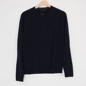 Patrick Assaraf Men's 100% Merino Wool Crewneck Sweater - Medium - Dark Blue